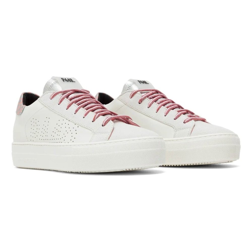 P448 | White and Pink Thea Platform Sneaker